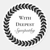 白黒の深い哀悼の気持ちを込めた花輪 ラウンドシール (正面)