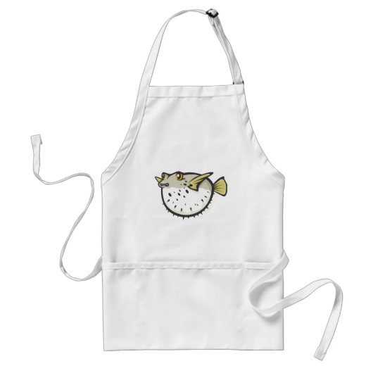 白黒の深刻なパッファーの魚 スタンダードエプロン (正面)