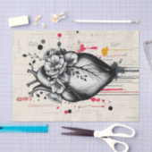 白黒の混合メディアハートの分離 薄葉紙 (クラフト)