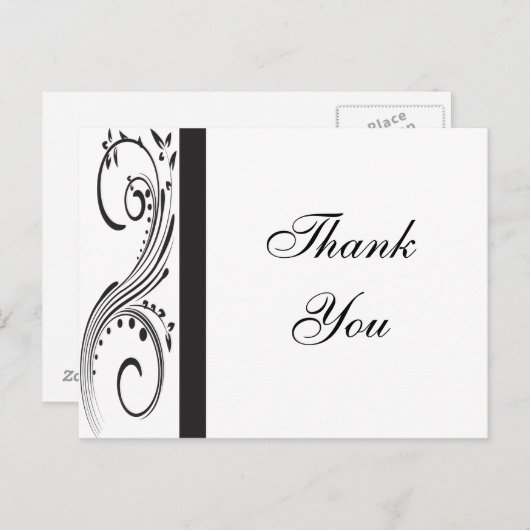 白黒の渦巻きありがとう ポストカード (正面/裏面)