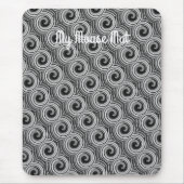 白黒の渦巻きモダン状 マウスパッド (正面)