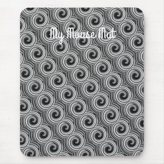 白黒の渦巻きモダン状 マウスパッド (正面)
