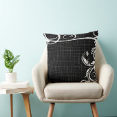 白黒の渦巻き形グラフィック装飾用クッション クッション (椅子)