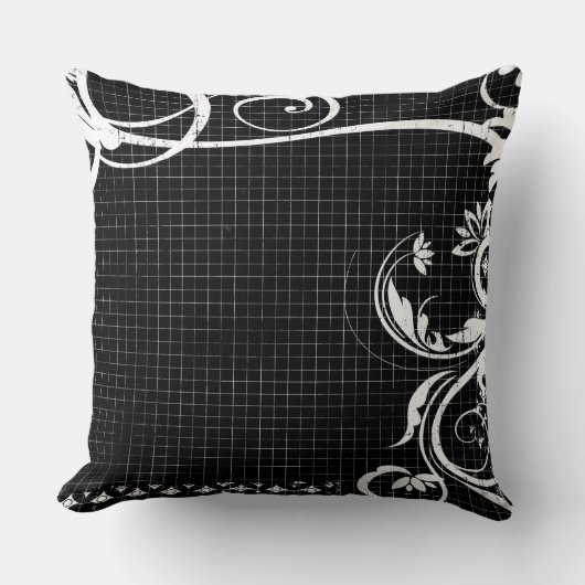 白黒の渦巻き形グラフィック装飾用クッション クッション (正面)