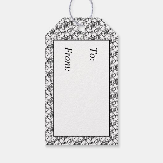 白黒の渦巻き旋回ギフトラベル ギフトタグ (裏面)