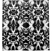 白黒の渦巻き模様 シャワーカーテン (正面)