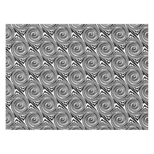 白黒の渦巻き模様 テーブルクロス (正面(横))