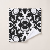 白黒の渦巻き模様 バスタオルセット (ウォッシュタオル)