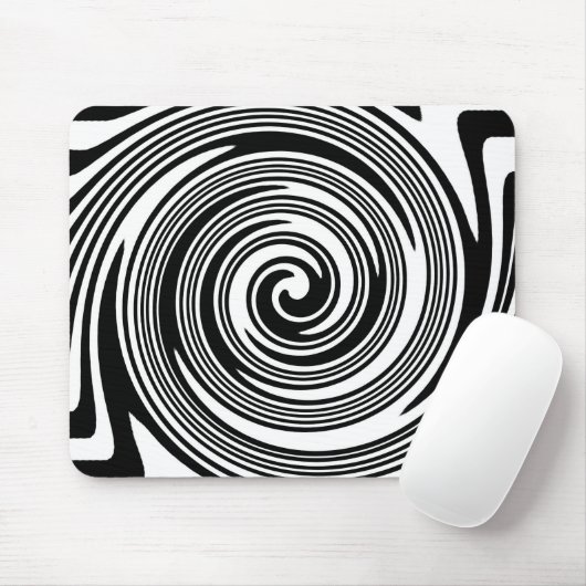 白黒の渦巻き模様 マウスパッド (マウス)