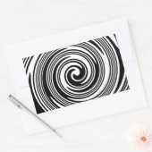 白黒の渦巻き模様 長方形シール (封筒)