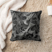 白黒の渦巻き波抽象芸術子猫声 クッション (ブランケット)