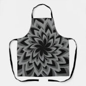 白黒の渦巻き状の花 エプロン (正面)