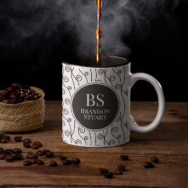 白黒の渦巻き マグカップ