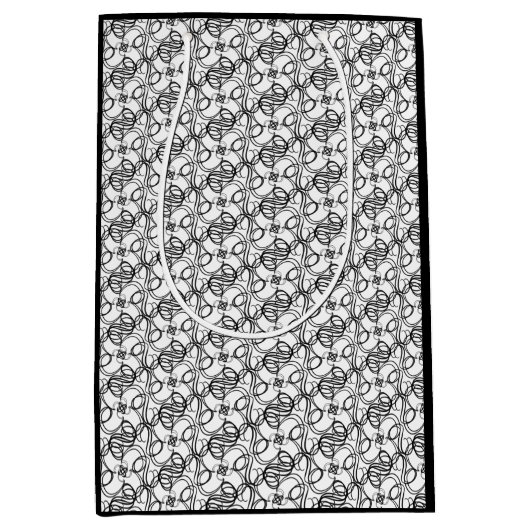 白黒の渦巻き ミディアムペーパーバッグ (正面)