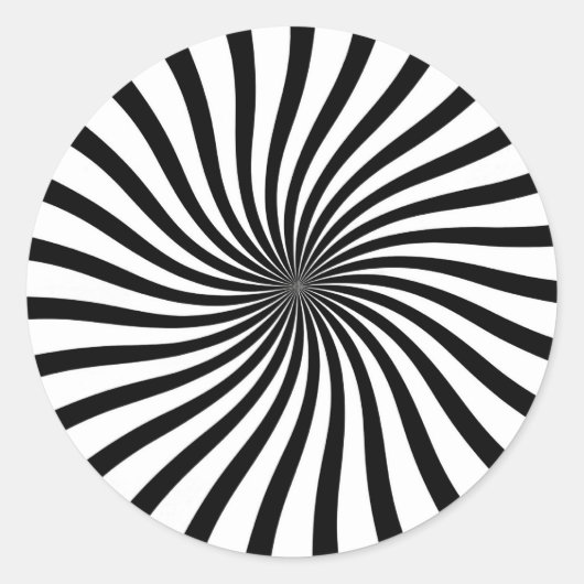 白黒の渦巻き ラウンドシール (正面)