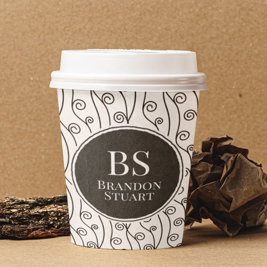 白黒の渦巻き 紙コップ