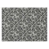 白黒の渦巻くヴィンテージの日本人の抽象芸術 テーブルクロス (正面(横))