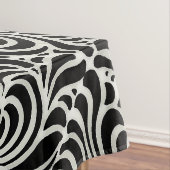 白黒の渦巻くヴィンテージの日本人の抽象芸術 テーブルクロス (インサイチュ)