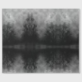 白黒の満月ハロウィン幽霊のよく出るー ラッピングペーパー (フラット)