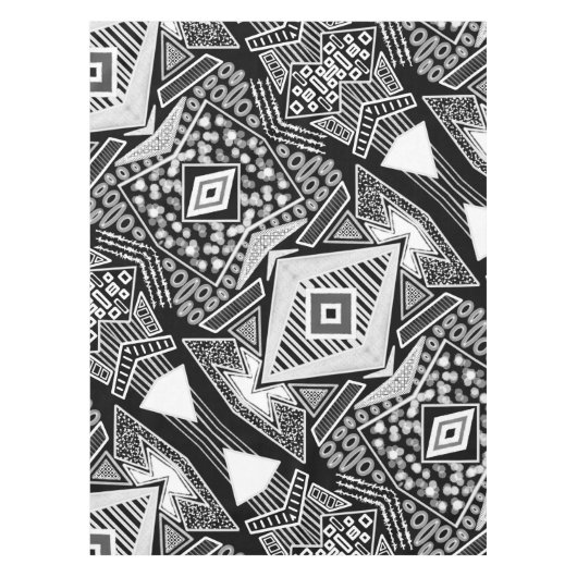 白黒の滑走路ファッションインスパイア テーブルクロス (正面)