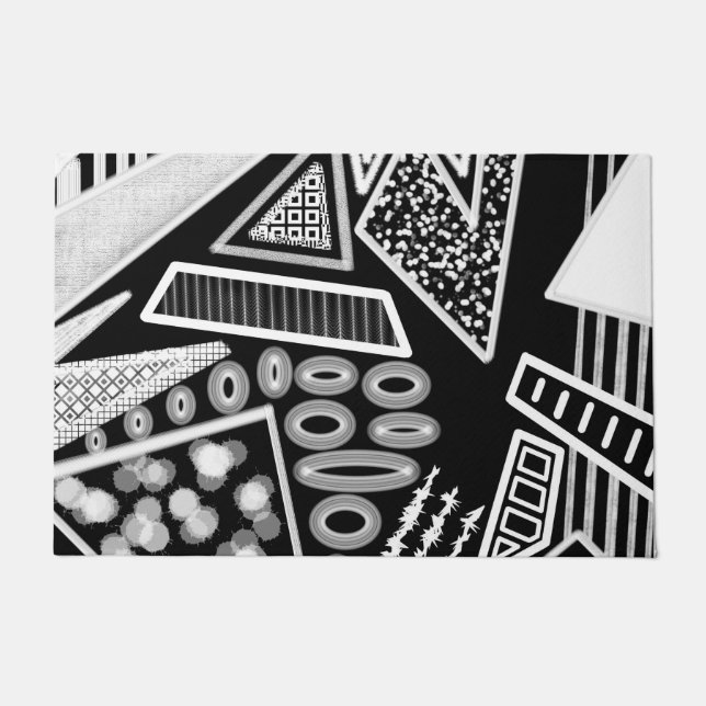 白黒の滑走路ファッションインスパイア ドアマット (正面)