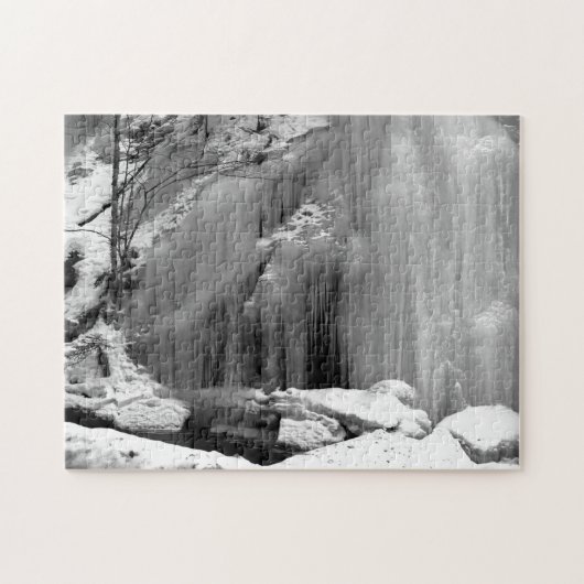 白黒の滝凍ってい ジグソーパズル (横)