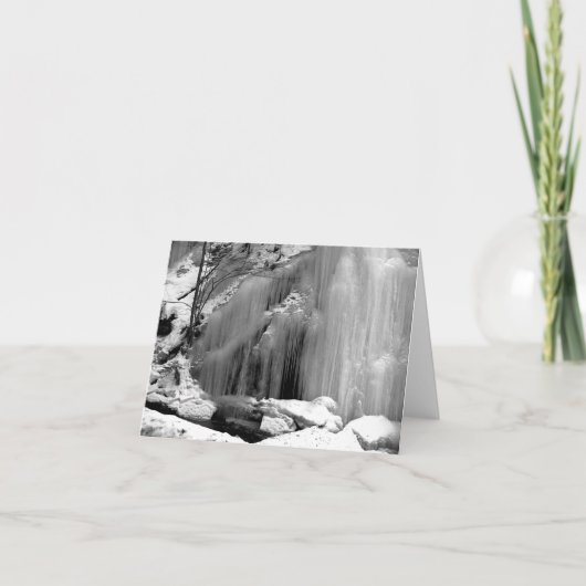 白黒の滝凍ってい ノートカード (正面)