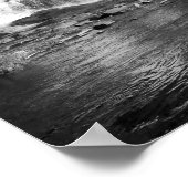 白黒の滝16x20 ポスター (角)