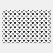 白黒の漫画の猫顔とハート ラッピングペーパーシート (正面2)