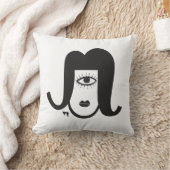 白黒の漫画モダン図解入りの、写真付きの クッション (ブランケット)