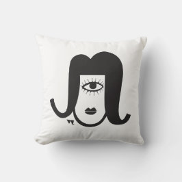 白黒の漫画モダン図解入りの、写真付きの クッション