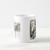 白黒の灰色のアミの馬 コーヒーマグカップ (中央)