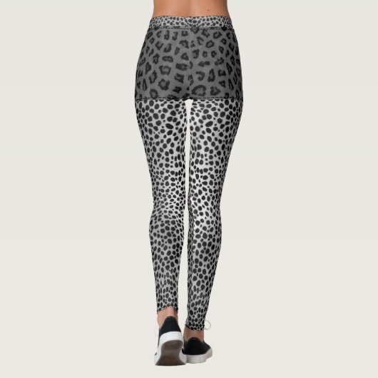 白黒の灰色のエキゾチックな動物のチータのヒョウ レギンス (裏面)