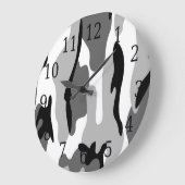 白黒の灰色のカムフラージュの円形の時計 ラージ壁時計 (傾斜)