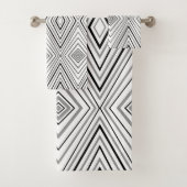 白黒の灰色のシェブロンパターンBathタオルセット バスタオルセット (インサイチュ)