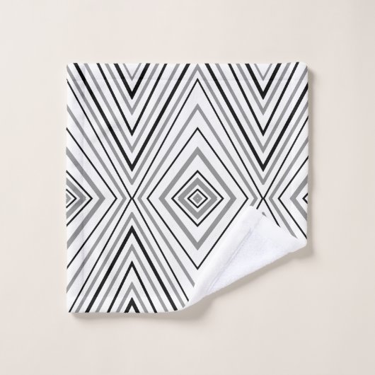 白黒の灰色のシェブロンパターンBathタオルセット バスタオルセット (ウォッシュタオル)