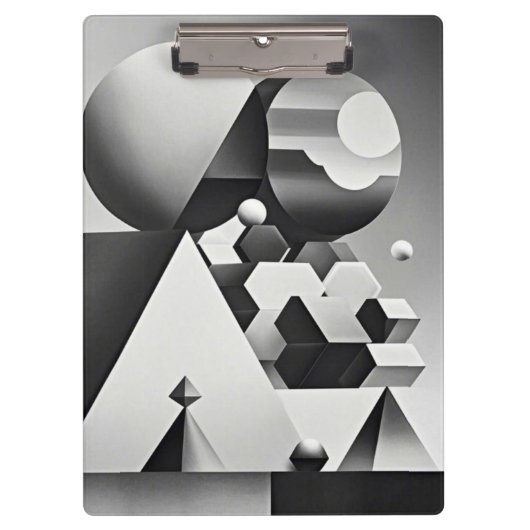 白黒の灰色の幾何学的形状 クリップボード (正面)