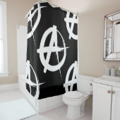 白黒の無政府記号 シャワーカーテン (インサイチュ)