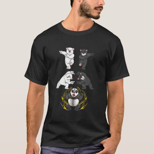 白黒の熊がパンダに融合 Tシャツ (正面)