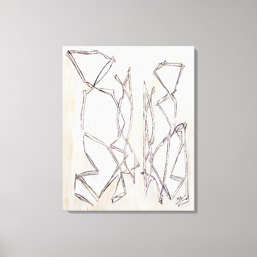 白黒の熟考モダン抽象芸術カップル キャンバスプリント (正面)