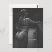 白黒の熱いビキニの女の子の写真 ポストカード (正面/裏面)