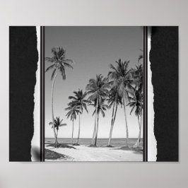 白黒の熱帯アート（印刷可能） ポスター