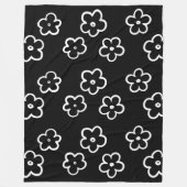 白黒の熱帯フローラの夏 フリースブランケット (正面)