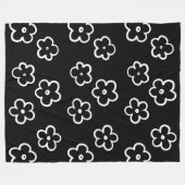 白黒の熱帯フローラの夏 フリースブランケット (正面(横))