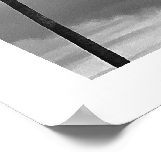 白黒の熱帯性ヤシの木の写真 ポスター (角)