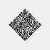 白黒の熱帯性葉繰り返しパターン スタンダードカクテルナプキン (角)