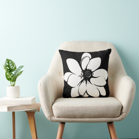 白黒の熱帯花 クッション (椅子)