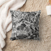 白黒の熱帯葉 クッション (ブランケット)