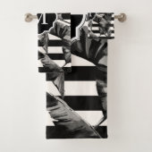 白黒の熱帯葉 バスタオルセット (インサイチュ)