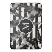 白黒の熱帯葉 バスマット (正面縦)